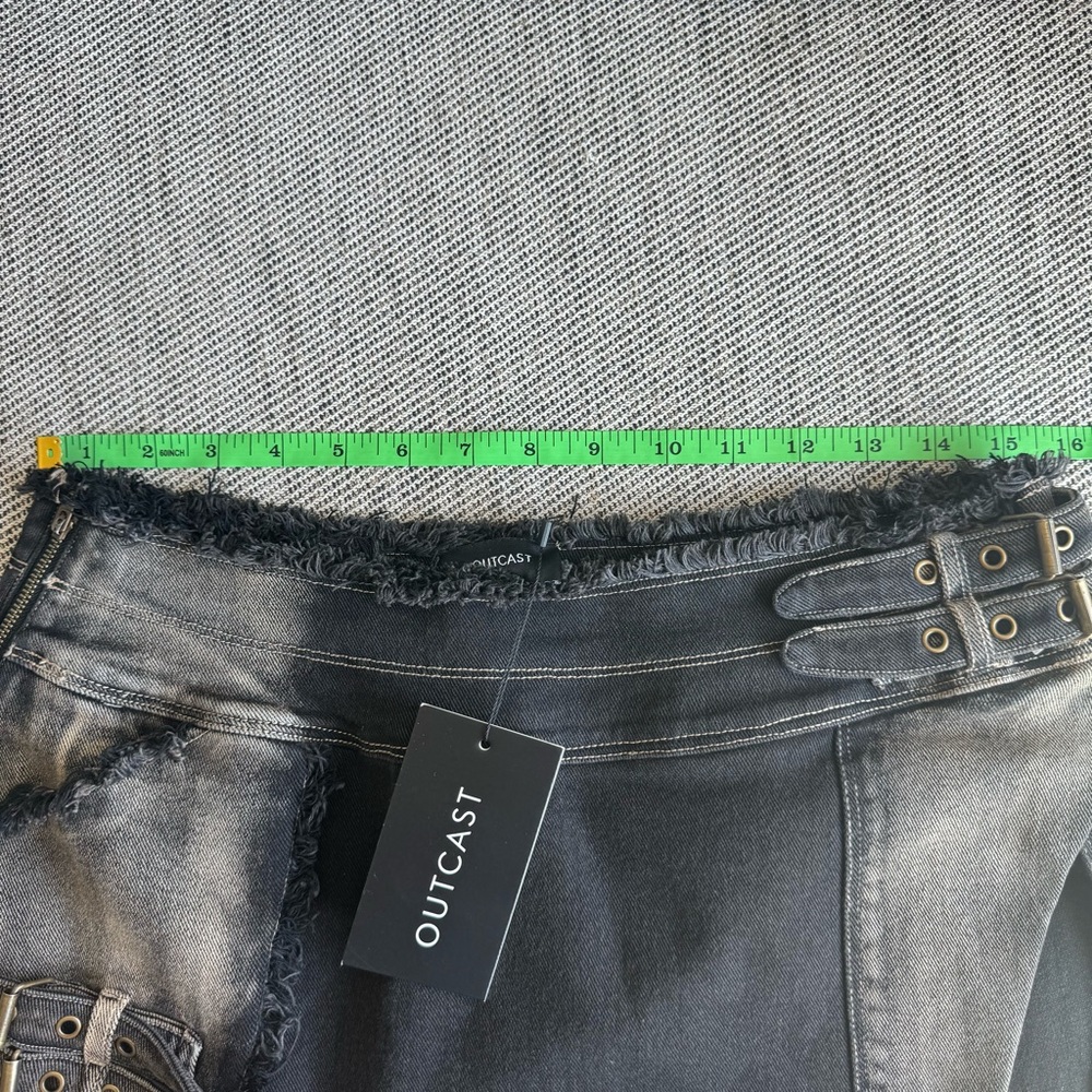 Outcast Black Wynn Denim Mini Skirt with Buckle Details and One Pocket NWT - Picture 8 of 15